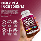 NEW AGE Beet Root Capsules - L Arginine, L Citrulline, Nitric Oxide, Beetroot Powder, Arginine, Citrulline Supplement – 270 Vegan Capsules