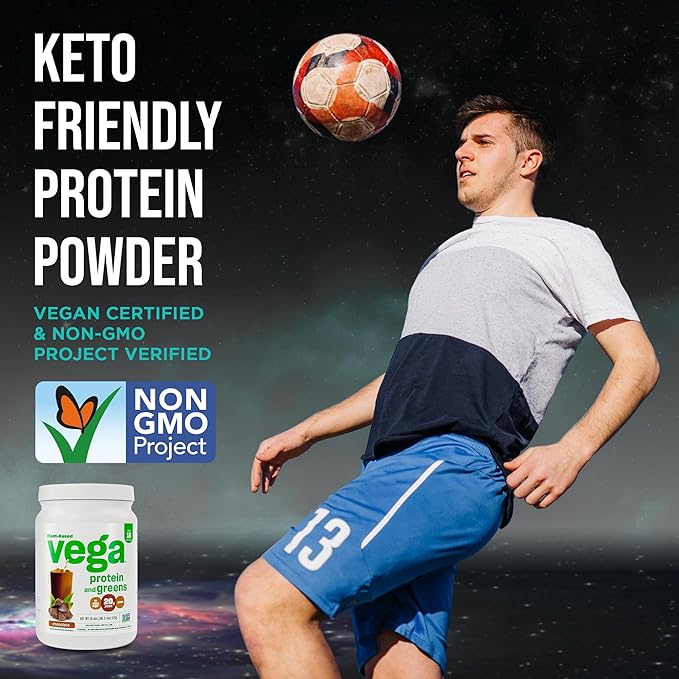Vega Premium Protein + Supergreens, Chocolate – 20g Vegan Protein, Dairy & Gluten Free, 19.2 oz (16 Servings)
