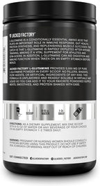 Jacked Factory L-Glutamine Powder 100 Servings - Vegan Fermented L Glutamine Supplement for Post Workout Muscle Recovery, Immunity, Digestive Health | No Artificial Filler - Unflavored