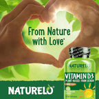 NATURELO Vitamin D - 5000 IU - Plant Based from Lichen - Natural D3 Supplement for Immune System, Bone Support, Joint Health - High Potency - Vegan - Non-GMO - Gluten Free - 180 Capsules (Pack of 2)