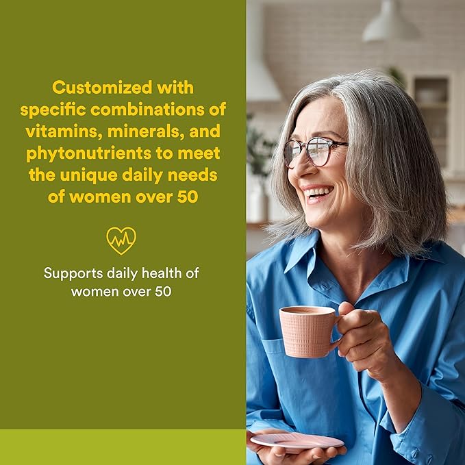 Natural Factors Whole Earth & Sea Women's 50+ Multivitamin & Mineral - Daily Multivitamin with Calcium, Selenium & More - Supports Bone & Brain Health - 120 Tablets (60 Servings)