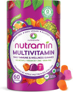 NUTRAMIN Daily Vegan Keto Multivitamin Gummies Non-GMO Natural Vitamin C D + Zinc for Immunity, Plant-Based, Sugar-Free, Nut-Free, Gluten-Free, Biotin, Vitamin A, B, B6, B12 60 Ct, 30 Days (60 Count)