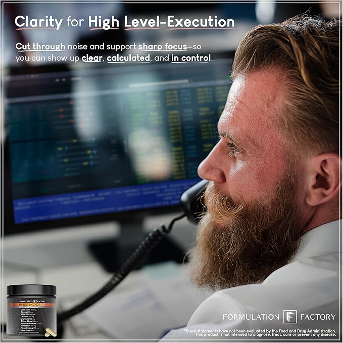 Formulation Factory BOSS Mode 10-in-1 Nootropic Cognitive Enhancement Supplement, Focus & Memory Booster, Featuring Lion’s Mane, Bacopa Monnieri, Alpha-GPC, Ginseng & More 240 Capsules (2 Pack)