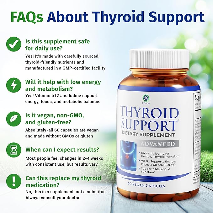1 Body Thyroid Support Supplement + Cranberry Probiotics for Women
