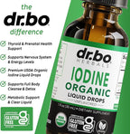 Iodine Liquid Drops Potassium Iodide - 1 Year Supply Pure Clear Organic Iodine Drops Supplement Plus Thyroid Support - Organic Potassium Iodide Liquid Supplement Tincture Thyroid Supplements 1 Fl Oz