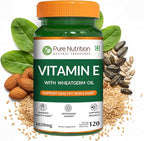 Pure Nutrition Vitamin E with Wheatgerm Oil, 1020mg |120 Caps | Natural Source of Vitamin E | Hair and Skin Supplement | Non GMO