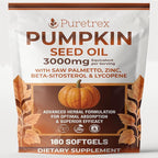 Pumpkin Seed Oil 3000mg with Saw Palmetto, Beta-Sitosterol, Zinc & BioPerine® – 180 Vegan Softgels | Prostate & Hair Growth Support | DHT Blocker | Urinary & Bladder Health | Cold-Pressed