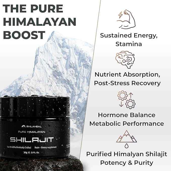 Shilajit Authentic Himalayan Shilajit Resin for Men & Women, High Fulvic Acid, Energy & Stamina, Immune Support, 85+ Trace Minerals, Lab Tested Organic Shilajit Resin, 100% Natural, 30 Grams