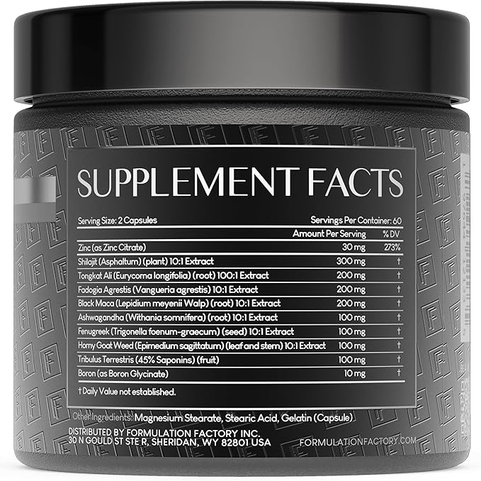 Self Obsessed Masculine Vitality & Testosterone Support - 10-in-1 Complex with Shilajit, Tongkat Ali, & Fadogia Agrestis - 120 Capsules, 2 Month Supply (120 Count (Pack of 1), Self Obsessed)