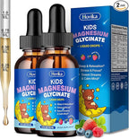 2 Pack Magnesium Glycinate Liquid for Kids - Magnesium Glycinate Drops with L-Theanine Omega-3, Vitamin B6, D3, Zinc - Support Sleep, Relaxation, Calm & Focus - Mixed Berry Flavor