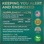 Vegan Vitamin B12 Liquid Drops - Fast-Acting 5000 mcg Methylcobalamin B12 Sublingual Supplement - Energy, Memory and Mood Support - High-Potency One-Dropper Per Day - Natural Citrus Flavor - 2oz