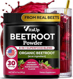 Beet Root Powder 8 in 1 – USA Made Beets Powder Supplements with Grape Seed, Hawthorn, Coq10 – with Organic Beetroot for Energy & Circulation Support – Non-GMO, 30 Serving