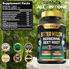 Bitter Melon Capsules - 8in1 Formula - Combine with Berberine, Beet Root, Garlic, Milk Thistle, Apigenin, Papaya Leaf, and Black Pepper - 150 Vegan Capsules for 5 Months Supply