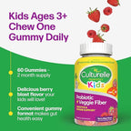 Culturelle Daily Probiotic For Kids + Veggie Fiber Gummies (Ages 3+) - 60 Count - Digestive Health & Immune Support – Berry Flavor with a Vitamin C Boost