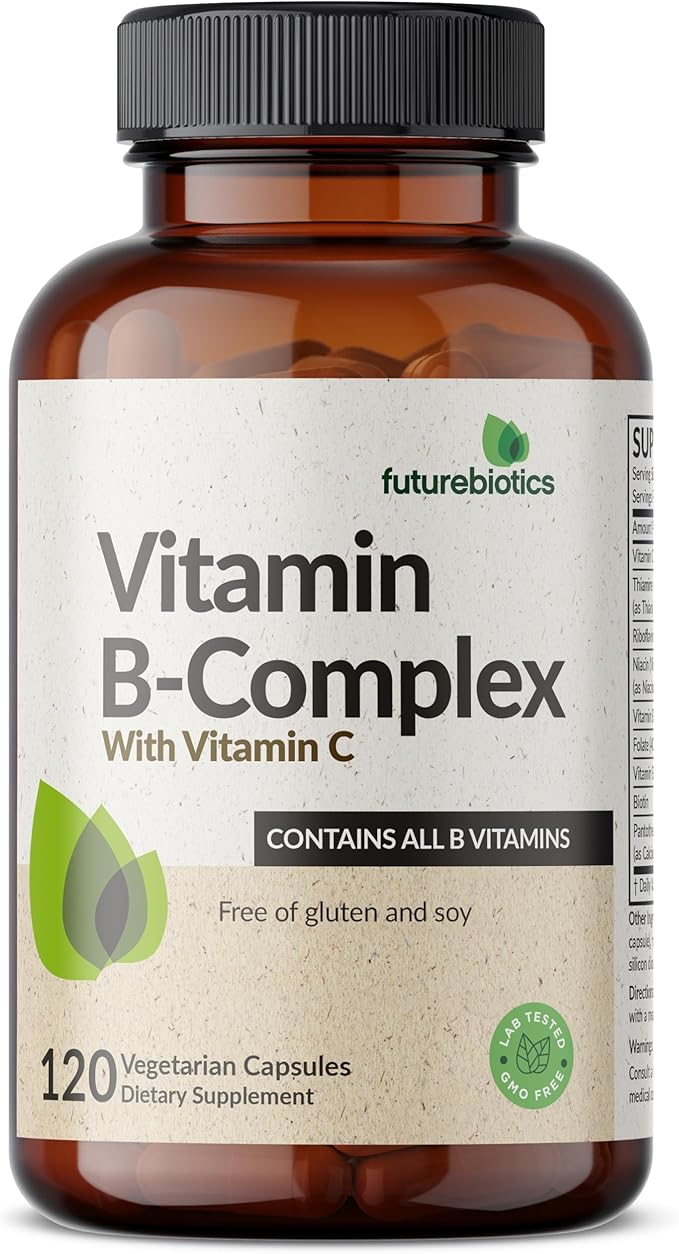 Futurebiotics Vitamin B Complex with Vitamin C Supports Energy Production, Nervous System & Immune Support - Non-GMO, 120 Vegetarian Capsules