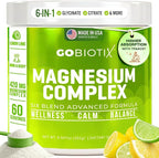 GoBiotix Magnesium Glycinate Powder – Cortisol Supplements for Women and Men – High Absorption Magnesium Complex Calm Supplement with Citrate, Malate – Sugar Free – 420 mg, 60 Servings - Lemon Lime