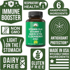Peak Performance Immune Support Supplement - 6 Top Ingredients Vitamin D3 K2, Vitamin C, Elderberry, Zinc, Quercetin - Includes 5000 IU Vitamin D - Immunity Capsules - Supplements for Women and Men