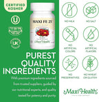 Maxi Health Iron Supplement for Women & Men - Gentle Iron 25 mg for The Stomach - Non Constipating* Pills - Kosher - Non GMO - Vegetarian (100 Tablets)
