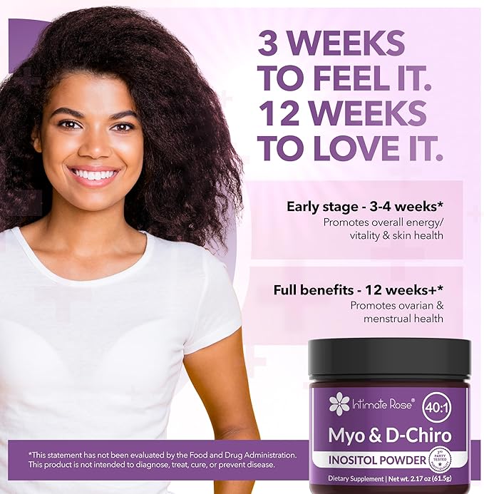 Intimate Rose Inositol Supplement for Women Powder - Myo-inositol & D-Chiro Inositol Powder - Hormonal Balance & Healthy Ovarian Function Support for Women - Ideal 40:1 Ratio - Made in USA