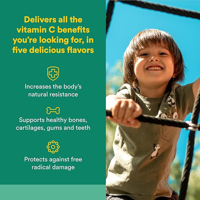 Natural Factors Vitamin C 500 mg - Cell Growth & Immune Health Support Supplement for Kids - Vitamin C for Antioxidant & Bone Support - Tropical Flavor - 90 Chewable Wafers (90 Servings)