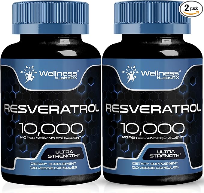 WELLNESS LABSRX Resveratrol 1000mg Capsules - 240 Count - Japanese Knotweed Extract Resveratrol - Pack of 2
