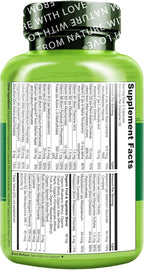 NATURELO Teen Multivitamin - Whole Food Multivitamin for Teenage Boys - Minerals Supplement for Active Kids - with Plant Extracts - Non-GMO - Vegan & Vegetarian - 60 Capsules