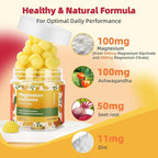90 Count Magnesium Glycinate Gummies w/Ashwagandha Supplement - Sugar Free Zinc Magnesium Glycinate Supplement Ashwagandha Gummies for Adults Pineapple Flavor