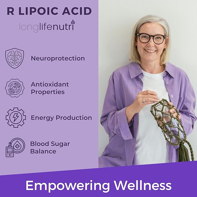 LongLifeNutri Stabilized R-Alpha Lipoic Acid 300mg – High Potency Na-RALA Supplement for Cellular Energy & Metabolic Function, 120 Vegetarian Capsules, 4-Month Supply, GMP Certified, Made in USA