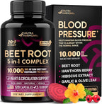 Beet Root 5-in-1 Complex Capsules - Healthy Blood Pressure Support Supplement** for Heart & Circulation Support - Olive Leaf, Hawthorn Berry & Hibiscus - for Men & Women - Made in USA, 120 Capsules