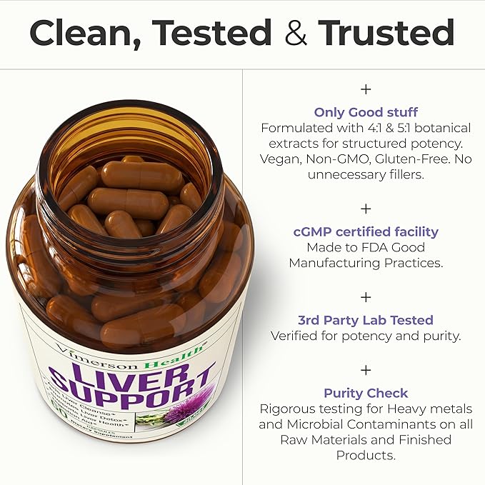Vimerson Health Liver Cleanse Detox & Repair - Milk Thistle Supplement with Dandelion Root, Artichoke & Zinc for Liver Support, Healthy Digestion, Energy with Milk Thistle Extract, 60 Capsules