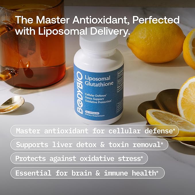 BodyBio Liposomal Glutathione - Master Antioxidant for Cellular Protection, Advanced Liposomal Absorption for Detox & Toxin Removal