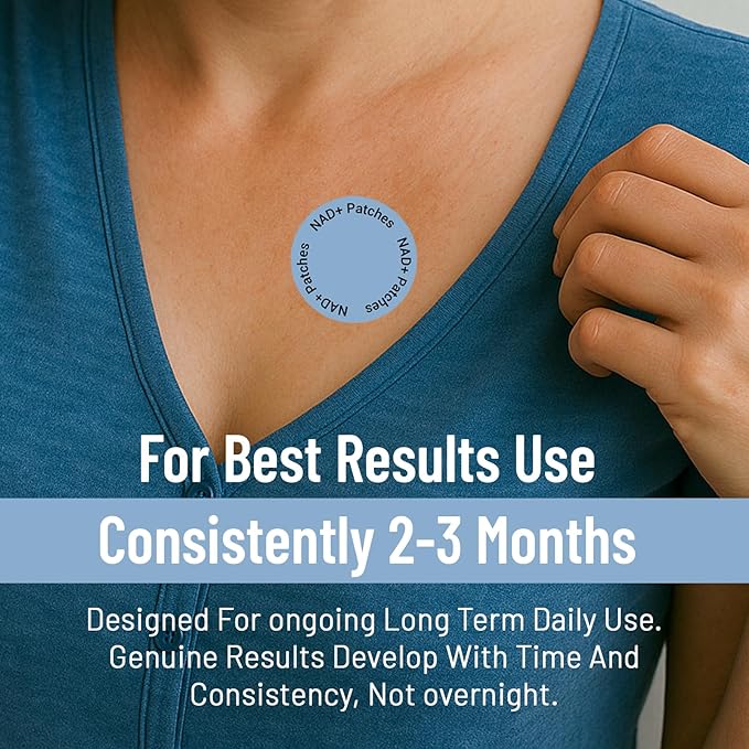 NAD+ Patches for Women & Men with Nicotinamide and Resveratrol-30 Patches, Premium 8-Hour Extended-Release Formula, Vegan