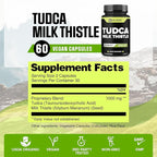 WELBUDA 1000mg Tudca Supplement with Milk Thistle Extract - 60 Vegan Capsules - Support for Immune System, Digestion Health, Body Purification & Brain Health
