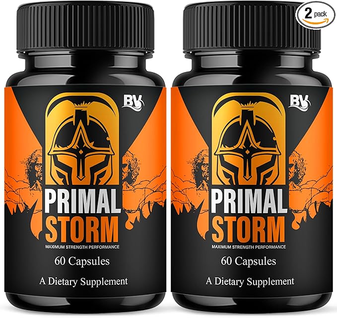 BLUE VIBE Primal Storm Maximum Strength Performance Supplement, PrimalStorm Maximum Strength Daily Overall Health Management Support Supplement, Primal Storm Premium Support (2 Pack - 120 Capsules)