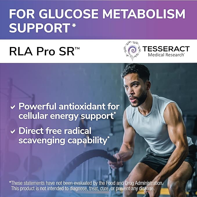Tesseract RLA Pro SR, Lipoic Acid Supplement, 60 Capsules, Sustained-Release R-Lipoic Acid, Boosts Mitochondrial & Cellular Energy, Amino Acid Metabolism Support, Hypoallergenic
