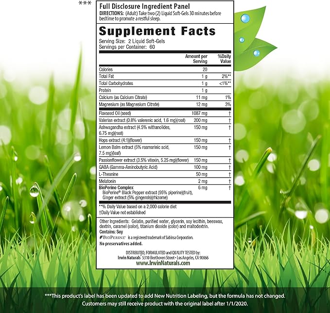 Irwin Naturals Power to Sleep PM - 120 Liquid Soft-Gels - with Melatonin, GABA, Ashwagandha, Valerian Root & L-Theanine - 60 Servings