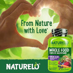 NATURELO Whole Food Multivitamin + Immune Blend with Elderberry & Mushrooms - Complete Multivitamin with Extra Immune Support - C, D3, Zinc, Elderberry, Reishi, Shitake - 60 Vegan Capsules