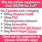 SHIZAM Ubiquinol CoQ10 PQQ Astaxanthin Beets Gummies, Super Mitochondrial ATP Supplements Soft Chews Liquid Pills Powder Alt, Beet-Root