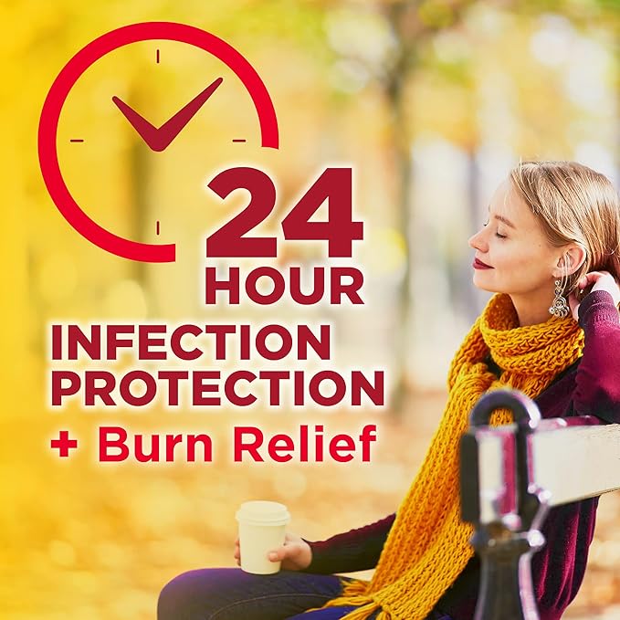 Amazon Basic Care First Aid Antibiotic + Burn Relief, Maximum Strength Triple Antibiotic Ointment for Minor Cuts, Scrapes, Infection Protection, 1 ounce (Pack of 1)