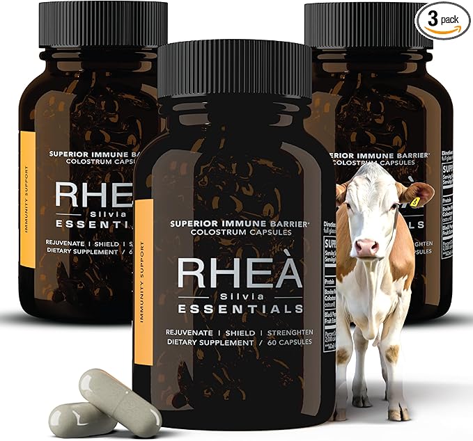 Rhea Bovine Colostrum Supplement for Women, Colostrum Capsules for Gut Health, Digestion, Bloating, Beauty, Immune Support, Bovine Colostrum for Humans, Colostrum Pills (180caps)