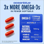 Oceanblue Omega-3 2100mg Fish Oil Supplement with 500mg Natural Eggshell Membrane NEM, Magnesium, Vitamins K2 & D | Triple-Strength, High-Potency | Support Joint Comfort & Muscle Recovery