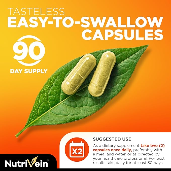 Nutrivein Premium Liposomal Vitamin C Supplement 1650mg - 180 Caps: High-Absorption High Dose Vitamin C Capsules for Whole-Body Defenses & Overall Well-Being