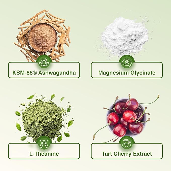 Calm and Ready Powder Drink Mix, with Magnesium Glycinate, Ashwagandha KSM 66, L Theanine, and Tart Cherry, Relaxation Support Supplement, Apple Melon, 20 Travel Packets