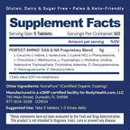 BodyHealth PerfectAmino (300 ct) Easy to Swallow Tablets, Essential Amino Acids Supplement with BCAAs, Vegan Protein for Pre/Post Workout & Muscle Recovery with Lysine, Tryptophan, Leucine, Methionine