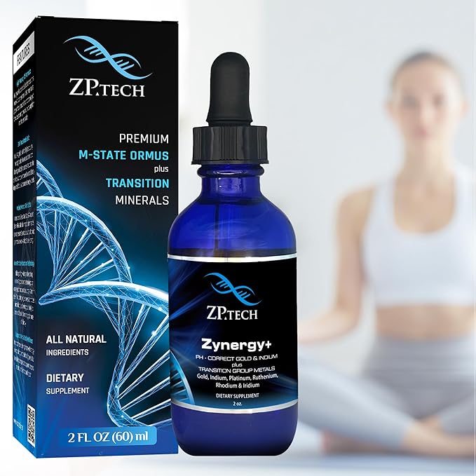 Zynergy Plus Colloidal Gold Liquid | All Natural, Pure Monoatomic 24k Food Grade Mineral Au & Indium | Ormus Gold Oil Supports Pineal Gland, Anti-Aging, Meditation, Yoga, Third Eye