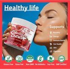 Colostrum Chews Supplement with probiotics for Gut Health, Bloating, Immune Support, Skin, Hair Growth and Beauty - Strawberry Flavor (60 Servings)