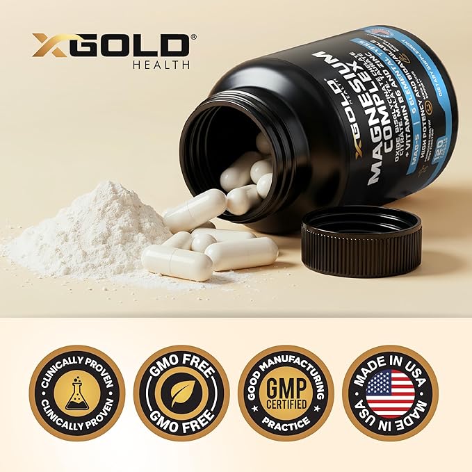 Magnesium Complex 5-in-1 with Zinc & B6 – High Absorption (Glycinate, Citrate, Malate, Taurate, Oxide) – Muscle Recovery, Energy, Sleep Support & Immune Health – Made in USA