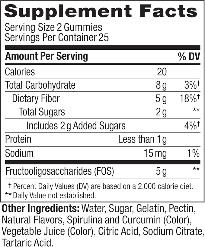 OLLY Fiber Gummy Rings, 5g FOS Prebiotic Fiber, Digestive Health Supplement,* Strawberry Watermelon Flavored, 25 Day Supply - 50 Count