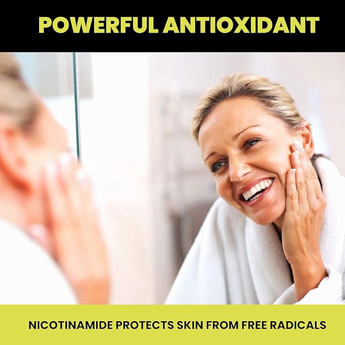 Nicotinamide Non-Flushing Vitamin B3 and D3 Supplement | Vegetarian and Gluten-Free Oral Nicotinamide Supplement with Vegetable Cellulose Casings | Promotes Healthy Skin | 60 Capsules | 500mg