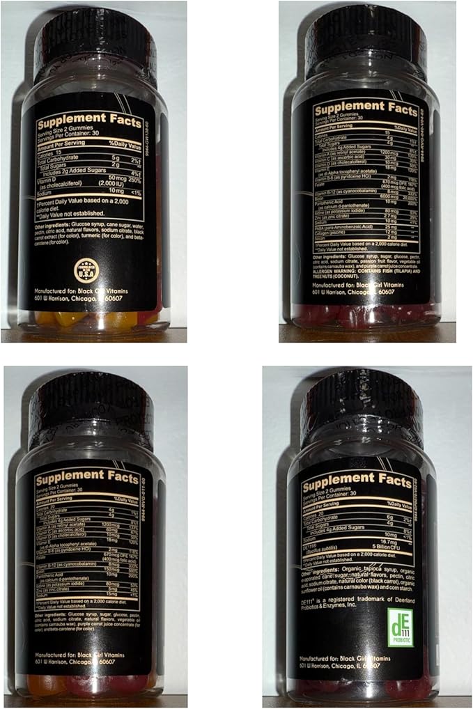 Black Girl Vitamins Complete Wellness Essentials - 30-Day Bundle with D3 Gummies, Probiotics, Hair-Skin-Nails + Sea Moss - 8 Key Nutrients for Immune, Skin & Energy Support